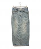 LOWCLASSICロウクラシック）の古着「BELTED HIGH WAIST DENIM SKIRT」｜インディゴ