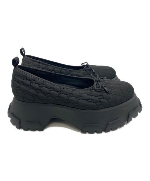 CHARLES & KEITH（チャールズアンドキース）CHARLES & KEITH (チャールズ＆キース) リサイクルポリエステル ボウバレリーナ ブラック サイズ:10の古着・服飾アイテム