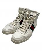 GUCCIグッチ）の古着「シェリーラインレザーハイカットスニーカー」｜ホワイト
