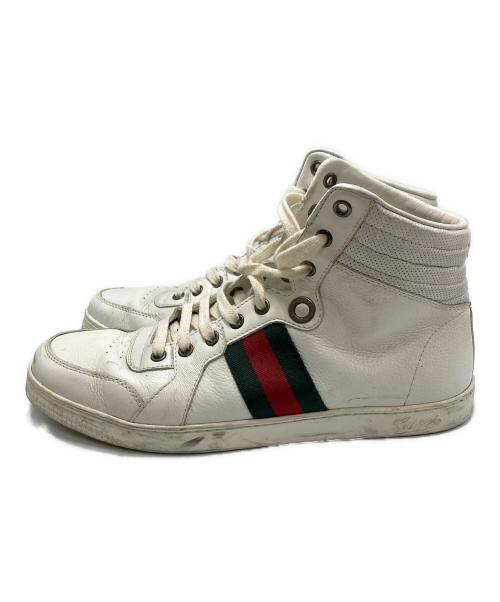 GUCCI（グッチ）GUCCI (グッチ) シェリーラインレザーハイカットスニーカー ホワイト サイズ:7の古着・服飾アイテム