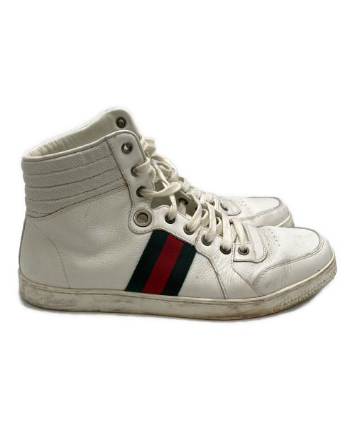 GUCCI（グッチ）GUCCI (グッチ) シェリーラインレザーハイカットスニーカー ホワイト サイズ:7の古着・服飾アイテム