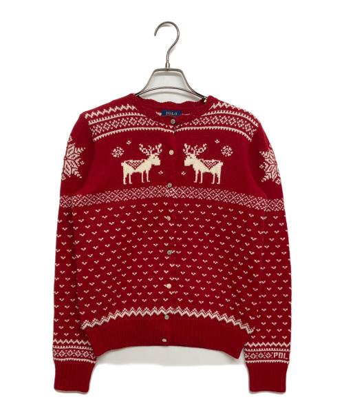 POLO RALPH LAUREN（ポロ・ラルフローレン）POLO RALPH LAUREN (ポロ・ラルフローレン) ノルディックニットカーディガン レッド サイズ:SIZE XLの古着・服飾アイテム