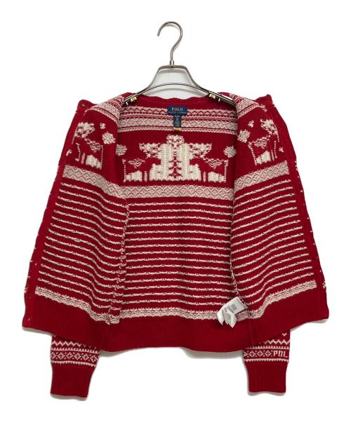 POLO RALPH LAUREN（ポロ・ラルフローレン）POLO RALPH LAUREN (ポロ・ラルフローレン) ノルディックニットカーディガン レッド サイズ:SIZE XLの古着・服飾アイテム