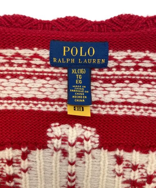 POLO RALPH LAUREN（ポロ・ラルフローレン）POLO RALPH LAUREN (ポロ・ラルフローレン) ノルディックニットカーディガン レッド サイズ:SIZE XLの古着・服飾アイテム