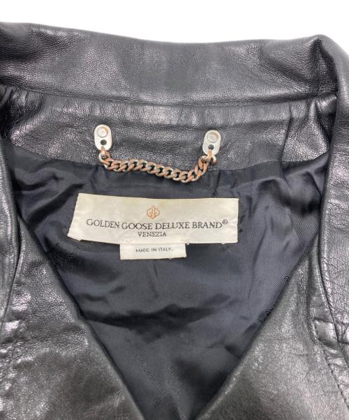 GOLDEN GOOSE（ゴールデングース）GOLDEN GOOSE (ゴールデングース) バックペイントレザーライダースジャケット ブラック サイズ:XSの古着・服飾アイテム