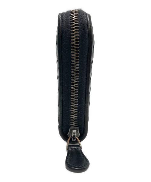 BOTTEGA VENETA（ボッテガベネタ）BOTTEGA VENETA (ボッテガベネタ) イントレチャート ラウンドジップ 長財布 ブラック サイズ:実寸サイズをご参照下さい。の古着・服飾アイテム