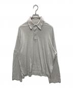 Acne studiosアクネ ストゥディオス）の古着「エンボスロゴ ワイドロングスリーブポロシャツ」｜ベージュ