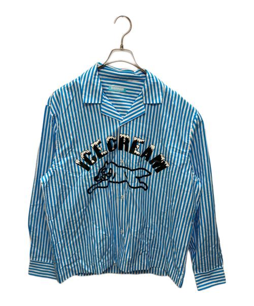ICE CREAM（アイスクリーム）ICE CREAM (アイスクリーム) ストライプシャツ ブルー サイズ:Mの古着・服飾アイテム
