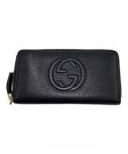 GUCCIグッチ）の古着「ラウンドファスナー 長財布」｜ブラック