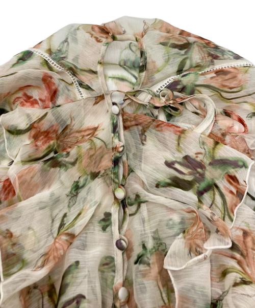 Snidel（スナイデル）Snidel (スナイデル) プリントフリルミニワンピース グリーン×ベージュ サイズ:SIZE 0の古着・服飾アイテム