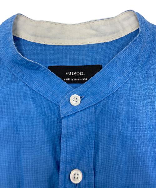 ensou.（エンソウ）ensou. (エンソウ) シルクリネンバンドカラーシャツ ブルー サイズ:SIZE　Lの古着・服飾アイテム