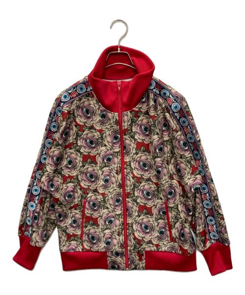 Yuko Higuchi（ユウコ ヒグチ）YUKO HIGUCHI (ユウコ ヒグチ) 眼花ジャージ TOPS レッド×ベージュ サイズ:SIZE Freeの古着・服飾アイテム