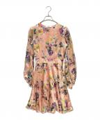 BLUGIRLブルーガール）の古着「花柄シルクワンピース」｜ピンク