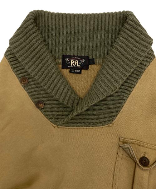RRL（ダブルアールエル）RRL (ダブルアールエル) TWO TONE SWEAT×KNIT SHAWL COLLAR ブラウン×カーキ サイズ:SIZE Lの古着・服飾アイテム