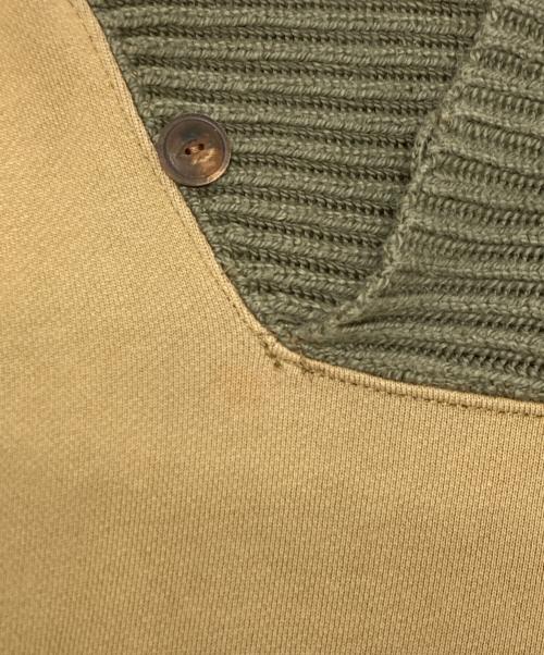 RRL（ダブルアールエル）RRL (ダブルアールエル) TWO TONE SWEAT×KNIT SHAWL COLLAR ブラウン×カーキ サイズ:SIZE Lの古着・服飾アイテム