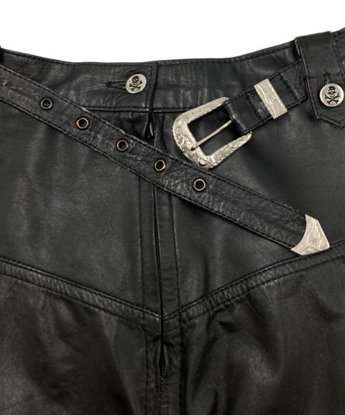 LA ROCKA（ラ ロッカ）LA ROCKA (ラ ロッカ) VINTAGE LEATHER JEAN SKIRT ブラック サイズ:SIZE Lの古着・服飾アイテム