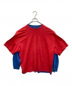 BALENCIAGAバレンシアガ）の古着「ドッキングカットソー」｜ブルー×レッド