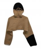 Ferragamoフェラガモ）の古着「ウールカシミヤフードボレロニット」｜ブラウン