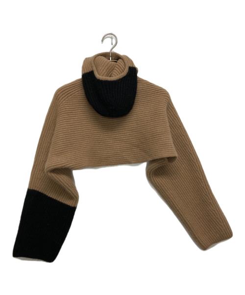 Ferragamo（フェラガモ）Ferragamo (フェラガモ) ウールカシミヤフードボレロニット ブラウン サイズ:SIZE Mの古着・服飾アイテム