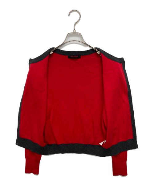 CABAN（キャバン）CABaN (キャバン) コットンカシミヤ バイカラークルーネックカーディガン レッド サイズ:SIZE Freeの古着・服飾アイテム