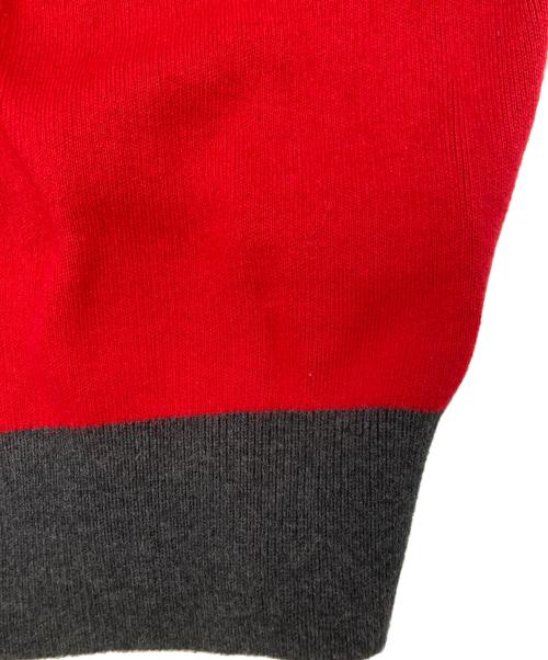 CABAN（キャバン）CABaN (キャバン) コットンカシミヤ バイカラークルーネックカーディガン レッド サイズ:SIZE Freeの古着・服飾アイテム