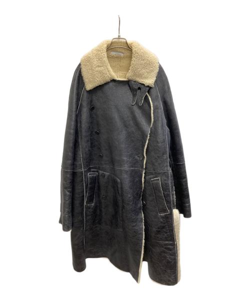 Yves Saint Laurent Rive Gauche（イヴ・サンローラン リヴ・ゴーシュ）Yves Saint Laurent Rive Gauche (イヴ・サンローラン リヴ・ゴーシュ) ダブルムートンコート ブラック サイズ:48の古着・服飾アイテム