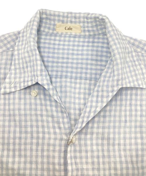 Cale（カル）Cale (カル) ギンガムチェックリネンシャツ ホワイト×ブルー サイズ:SIZE 3の古着・服飾アイテム