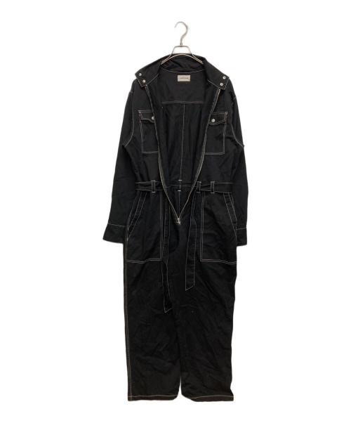 AMBERGLEAM（アンバーグリーム）AMBERGLEAM (アンバーグリーム) Fabric Jumpsuit ブラック サイズ:SIZE Mの古着・服飾アイテム