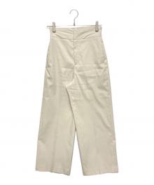 SALON adam et rope'（サロンアダムエロペ）の古着「コットンライクスタイルアップワイドパンツ」｜ベージュ