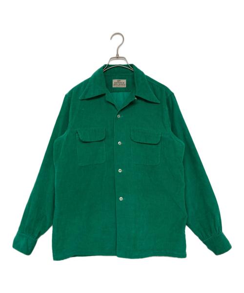 skipper by WILSON BROTHERS（スキッパー バイ ウィルソン ブラザーズ）SKIPPER BY WILSON BROTHERS (スキッパー バイ ウィルソン ブラザーズ) コーデュロイオープンカラーシャツ グリーン サイズ:SIZE 15・5の古着・服飾アイテム