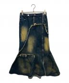 VIVAMUSヴィヴァムス）の古着「アシンメトリダメージマキシスカート/ASYMMETRY DAMAGE MAXI SKIRT」｜インディゴ
