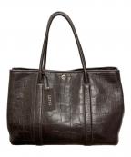 BARNEYS NEWYORKバーニーズ・ニューヨーク）の古着「ロコ型押し レザートートバッグ」｜ブラウン