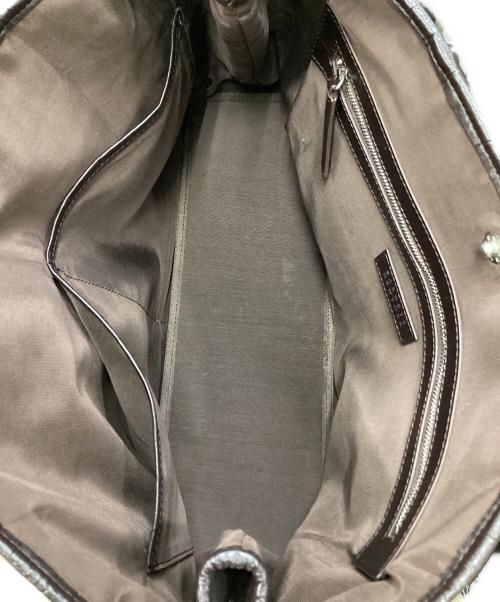 BARNEYS NEWYORK（バーニーズ・ニューヨーク）BARNEYS NEWYORK (バーニーズ・ニューヨーク) ロコ型押し レザートートバッグ ブラウンの古着・服飾アイテム