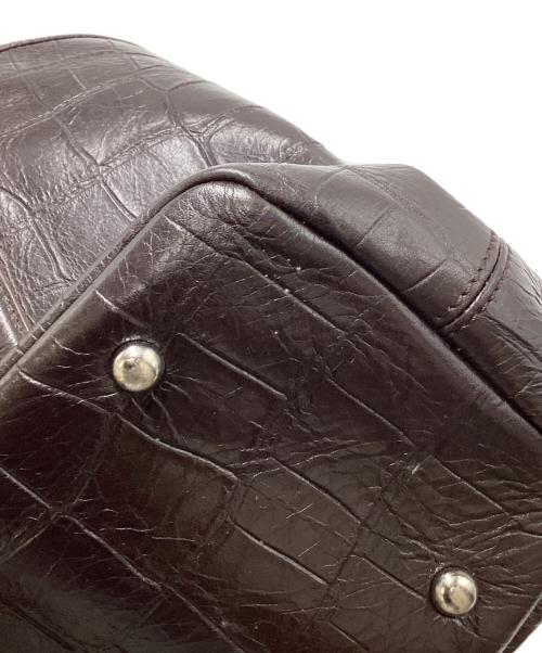 BARNEYS NEWYORK（バーニーズ・ニューヨーク）BARNEYS NEWYORK (バーニーズ・ニューヨーク) ロコ型押し レザートートバッグ ブラウンの古着・服飾アイテム