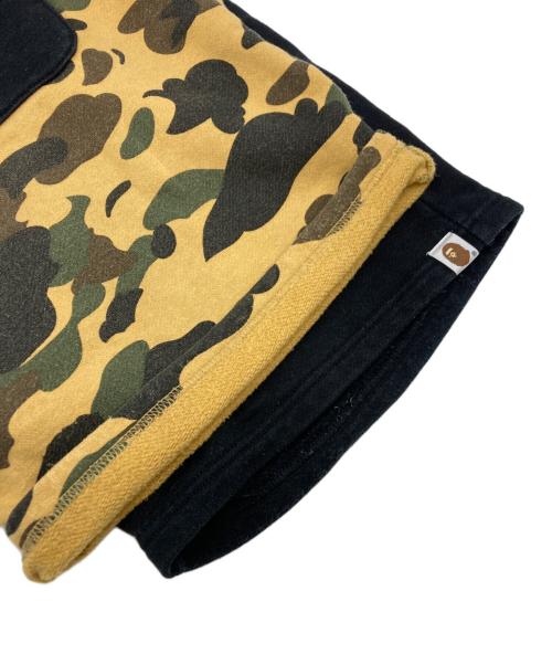 A BATHING APE（ア ベイシング エイプ）A BATHING APE (ア ベイシング エイプ) Shark Sweat Shorts ブラック×カーキ サイズ:SIZE Lの古着・服飾アイテム
