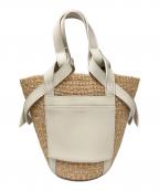 VIOLAd'OROヴィオラドーロ）の古着「ラフィアハンドバッグ」｜ベージュ×ホワイト