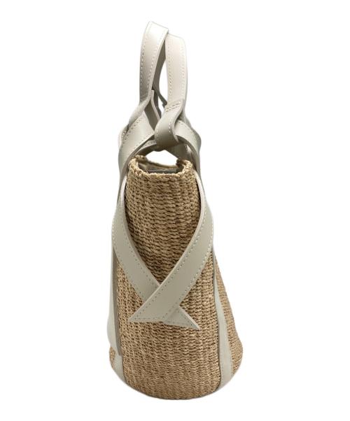 VIOLAd'ORO（ヴィオラドーロ）VIOLAd'ORO (ヴィオラドーロ) ラフィアハンドバッグ ベージュ×ホワイトの古着・服飾アイテム