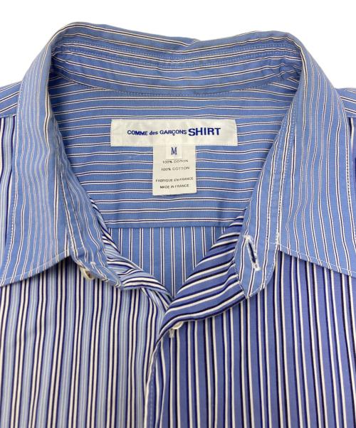 COMME des GARCONS SHIRT（コムデギャルソンシャツ）COMME des GARCONS SHIRT (コムデギャルソンシャツ) FOREVER NARROW CLASSIC コットンポプリンクレイジーストライプレギュラーカラーシャツ ブルー サイズ:SIZE　Mの古着・服飾アイテム