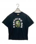 BAPE BY A BATHING APEベイプバイアベイシングエイプ）の古着「半袖カモフラロゴTシャツ」｜ブラック