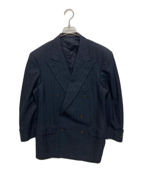 ERMENEGILDO ZEGNA（エルメネジルド・ゼニア）Ermenegildo Zegna (エルメネジルド・ゼニア) BARNEYS NEWYORK (バーニーズ・ニューヨーク) ウールストライプダブルジャケット ネイビー サイズ:SIZE 48の古着・服飾アイテム