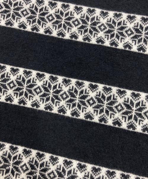 NVRFRGT（ネヴァーフォーゲット）NVRFRGT (ネヴァーフォーゲット) Nordic Pattern Jacquard L/S T-Shirt ホワイト×ブラック サイズ:SIZE 2の古着・服飾アイテム