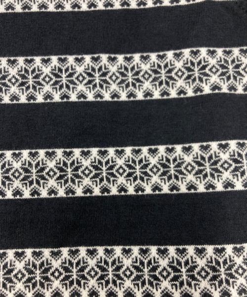 NVRFRGT（ネヴァーフォーゲット）NVRFRGT (ネヴァーフォーゲット) Nordic Pattern Jacquard L/S T-Shirt ホワイト×ブラック サイズ:SIZE 2の古着・服飾アイテム