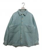AURALEEオーラリー）の古着「SHETLAND WOOL ORGANIC COTTON WOVEN CLOTH SHIRTS BLOUSON」｜ブルー