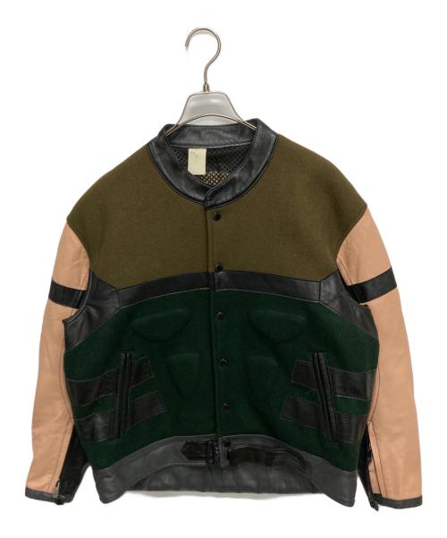 N.HOOLYWOOD（エヌ ハリウッド）N.HOOLYWOOD (エヌ ハリウッド) 袖切替レザージャケット カーキ×ピンク サイズ:SIZE 36の古着・服飾アイテム