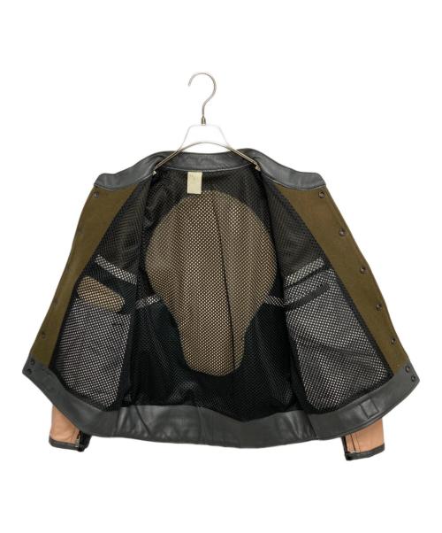 N.HOOLYWOOD（エヌ ハリウッド）N.HOOLYWOOD (エヌ ハリウッド) 袖切替レザージャケット カーキ×ピンク サイズ:SIZE 36の古着・服飾アイテム