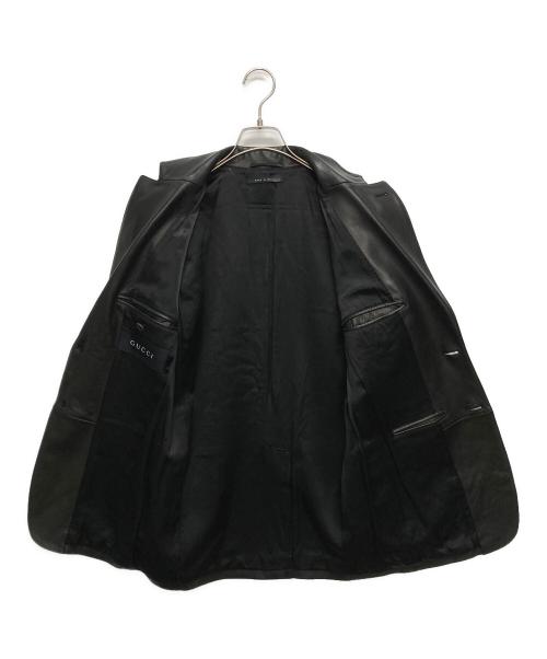 GUCCI（グッチ）GUCCI (グッチ) レザーテーラードジャケット ブラック サイズ:SIZE 44の古着・服飾アイテム