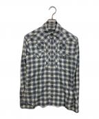 DOLCE & GABBANAドルチェ＆ガッバーナ）の古着「ステッチウエスタンシャツ」｜ベージュ×ブルー