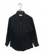 Saint Laurent Parisサンローランパリ）の古着「スタッズ装飾ウエスタン長袖シャツ」｜ブラック