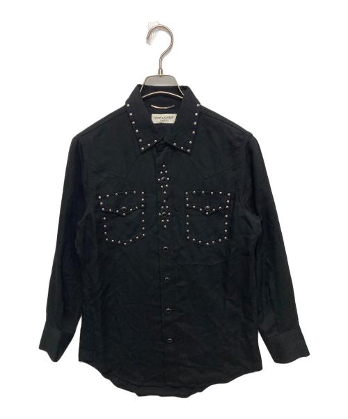 Saint Laurent Paris（サンローランパリ）Saint Laurent Paris (サンローランパリ) スタッズ装飾ウエスタン長袖シャツ ブラック サイズ:SIZE XSの古着・服飾アイテム
