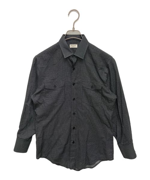 Saint Laurent Paris（サンローランパリ）Saint Laurent Paris (サンローランパリ) マイクロドット長袖シャツ ホワイト×ブラック サイズ:SIZE 37の古着・服飾アイテム